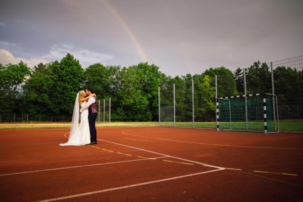 Hochzeitsfoto mit Regenbogen